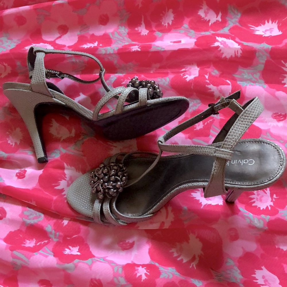 Calvin Klein Gray Elegant Sandals